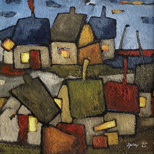 Ljósavík, The Village of Light di Sjoddy, Pittura in vendita su Singulart