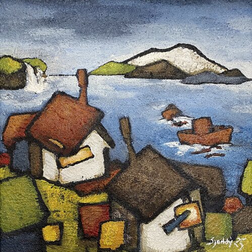 Village in Blue di Sjoddy, Pittura in vendita su Singulart