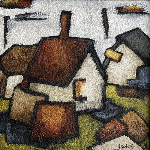Geometric Harmony in Earth Tones di Sjoddy, Pittura in vendita su Singulart
