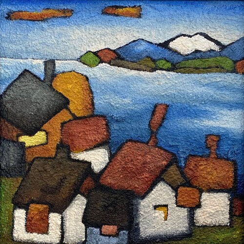 Coastal Homes by Sjoddy, Painting for Sale on Singulart