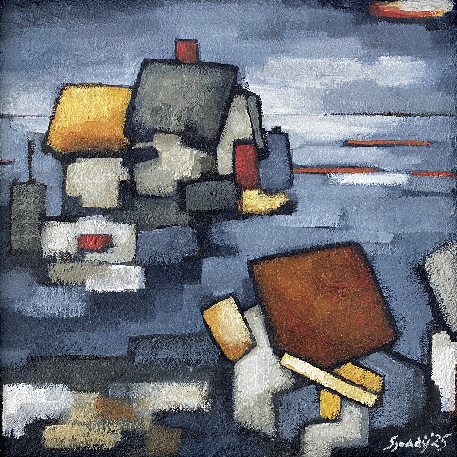 Silence in Blue with Red Door Sjoddy