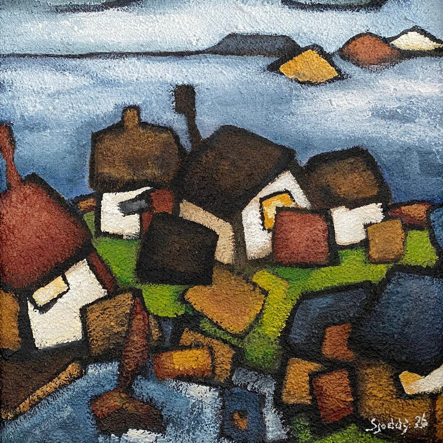 Seaside Village Sjoddy Origineel schilderij te koop