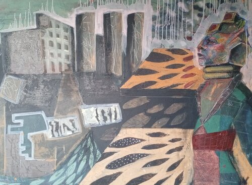 Ganesha On The Balcony de Abi Siwan Cansdale, Pintura a la venta en Singulart