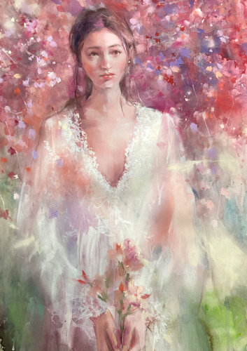 The cherry blossom-colored time passes de Akira MURATA, Pintura a la venta en Singulart