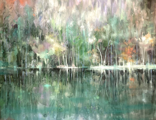 Silence - Purple and green reflected （紫翆小景）60.6 van Akira MURATA, Schilderij te koop op Singulart