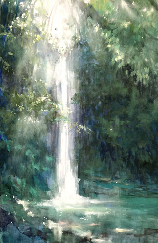 Listen to the sound of the deep waterfall di Akira MURATA, Pittura in vendita su Singulart