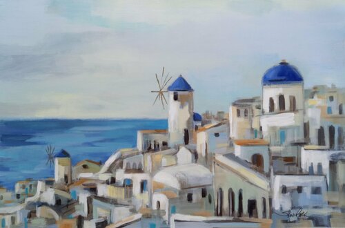 Santorini View I van Silvia Vassileva, Schilderij te koop op Singulart