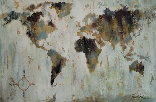Bronze Map of the World by Silvia Vassileva, 회화 for Sale on Singulart