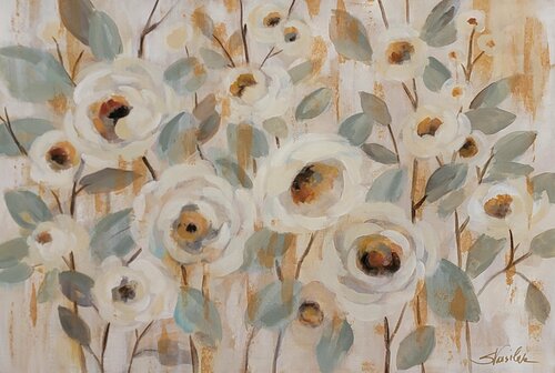 White, Gold and Sage Floral di Silvia Vassileva, Pittura in vendita su Singulart