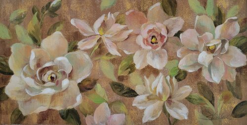 Blooming Gardenias van Silvia Vassileva, Schilderij te koop op Singulart