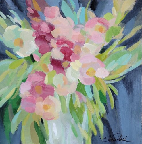 Spring Flowers in a Vase I de Silvia Vassileva, Pintura a la venta en Singulart