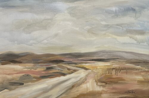 White Desert Road par Silvia Vassileva, Peinture en vente sur Singulart