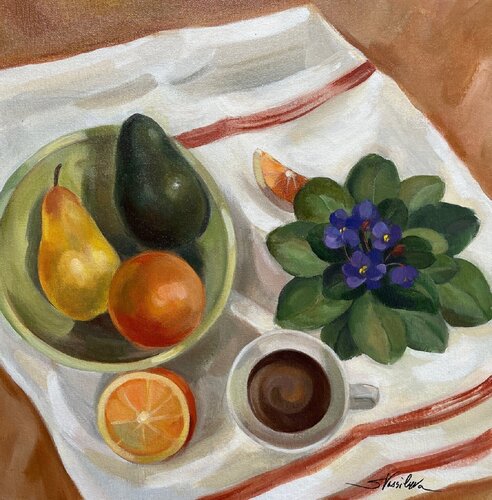 Still Life with Violets van Silvia Vassileva, Schilderij te koop op Singulart