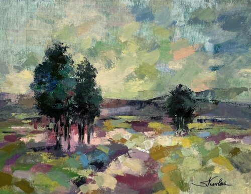 Mauve Fields de Silvia Vassileva, Pintura a la venta en Singulart