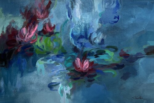 Waterlilies Evening van Silvia Vassileva, Schilderij te koop op Singulart