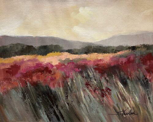 Coral and Magenta Meadow van Silvia Vassileva, Schilderij te koop op Singulart