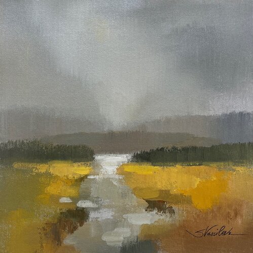 Fog and Golden Fields von Silvia Vassileva, Malerei kaufen auf Singulart