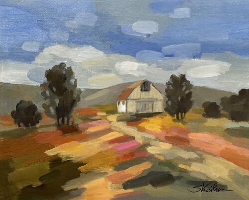 Farm by  the Hills by Silvia Vassileva, Painting for Sale on Singulart