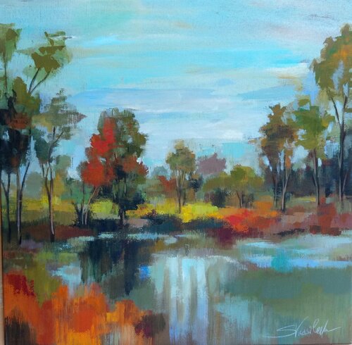 Hidden Pond Hues by Silvia Vassileva, Painting for Sale on Singulart