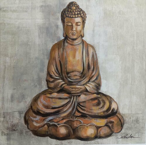 Bronze Buddha by Silvia Vassileva, 油畫 for Sale on Singulart