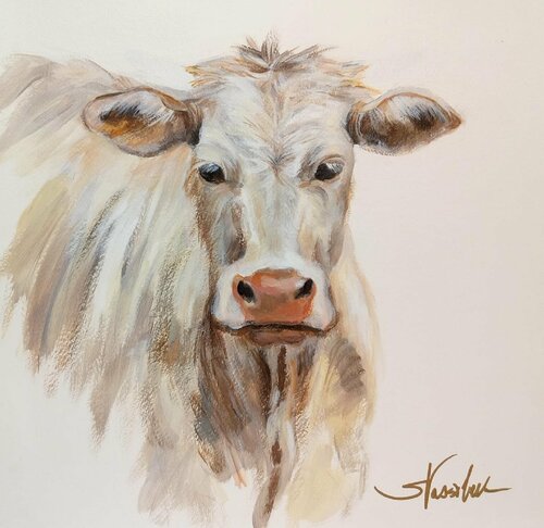 White Cow by Silvia Vassileva, Work on Paper for Sale on Singulart
