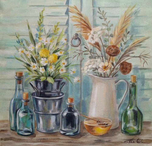 Cottage Windowsill di Silvia Vassileva, Pittura in vendita su Singulart