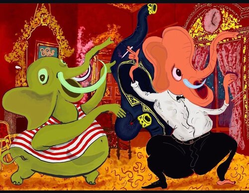 The republican and his junior by Ali Chitsaz, Painting for Sale on Singulart