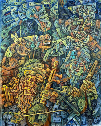 Kamancheh player by Mohsen Keiany, Painting for Sale on Singulart
