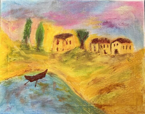 Dorf Roussillon in der Provence van Steven Elijah Neuhaus, Schilderij te koop op Singulart
