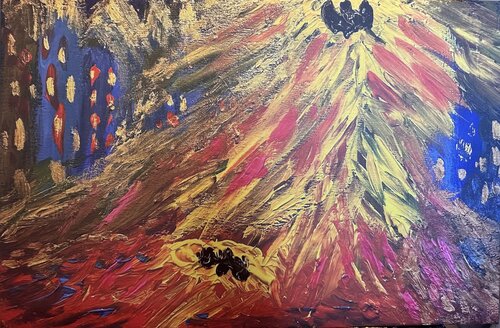 Das Bat Signal und der Retter ist zur Stelle von Steven Elijah Neuhaus, Malerei kaufen auf Singulart