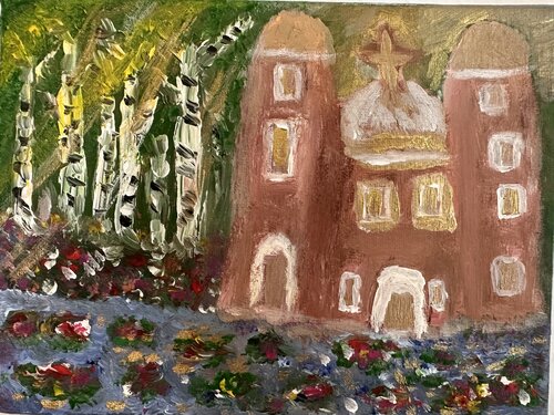 Kloser Mont Sainte-Ofdie inspiration Elsass van Steven Elijah Neuhaus, Schilderij te koop op Singulart