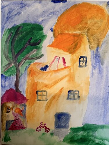 Haus der Freundlichkeit in Zeiten gemalt meiner Kindheit von Steven Elijah Neuhaus, Malerei kaufen auf Singulart