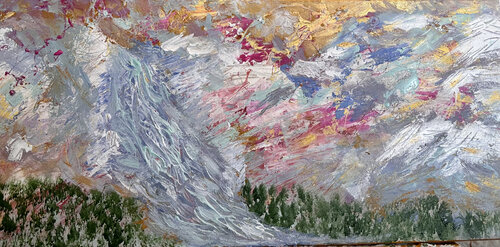 Wasserfall in den Farbenfrohen Alpen ins Tal der schön der Natur de Steven Elijah Neuhaus, Pintura a la venta en Singulart