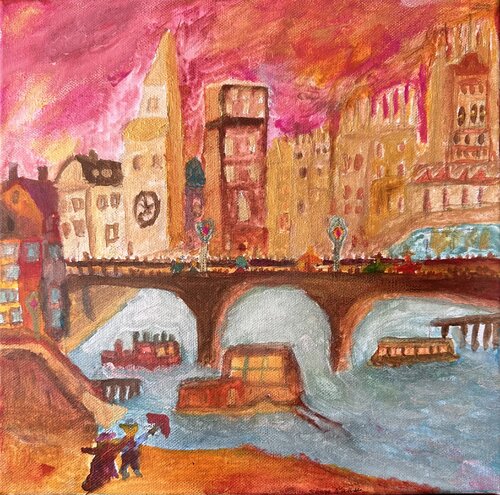 Verträumtes Straßbourg 1920 in Frankreich van Steven Elijah Neuhaus, Schilderij te koop op Singulart