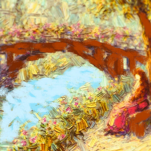 Die Frau an der Flusskante mit Wildblumen geschmückt de Steven Elijah Neuhaus, Pintura a la venta en Singulart