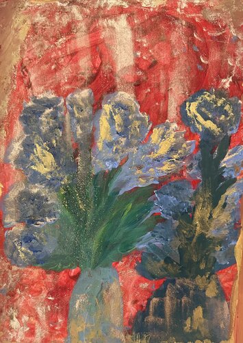 Abstrakte Blumen im Goldregen von Steven Elijah Neuhaus, Malerei kaufen auf Singulart