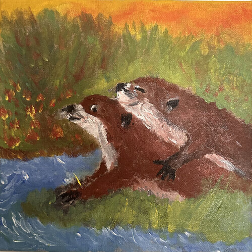 Otter in der Natur in der zweisamkeit von Steven Elijah Neuhaus, Malerei kaufen auf Singulart