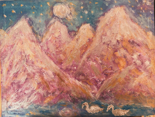 Schwäne im Mondschein von Steven Elijah Neuhaus, Malerei kaufen auf Singulart