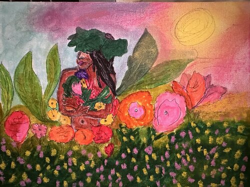 Die Blumenfrau zwischen Mensch und Natur von Steven Elijah Neuhaus, Malerei kaufen auf Singulart