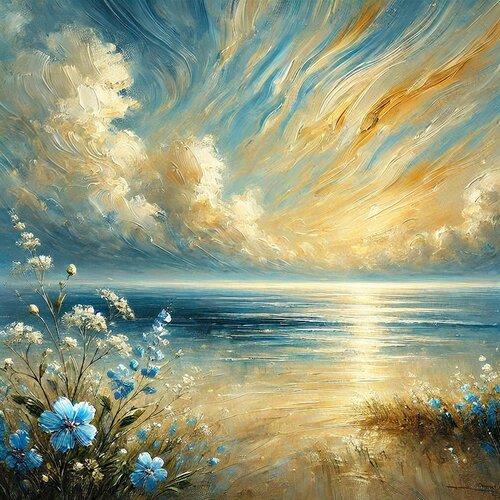 Blumen und die Weiten der See par Steven Elijah Neuhaus, Peinture en vente sur Singulart