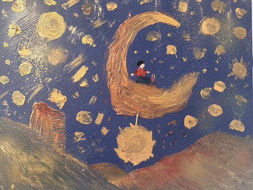 Der kleine kleine Prinz als Traumfänger van Steven Elijah Neuhaus, Schilderij te koop op Singulart