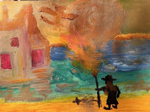 Der Pilger gegen die Dunkelheit di Steven Elijah Neuhaus, Pittura in vendita su Singulart