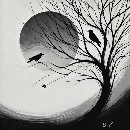 Der Baum und die Vögel  Digital Paint de Steven Elijah Neuhaus, Pintura a la venta en Singulart