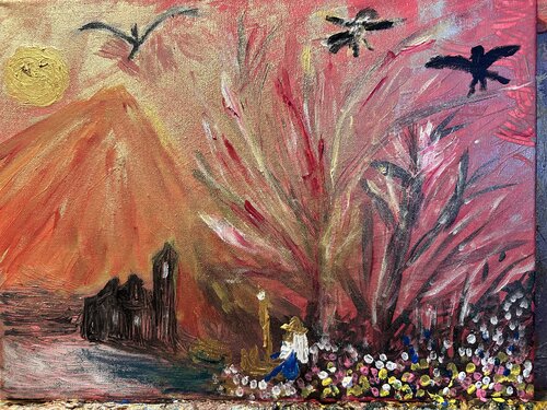 Der Pilger überwacht das schattenhaus par Steven Elijah Neuhaus, Peinture en vente sur Singulart