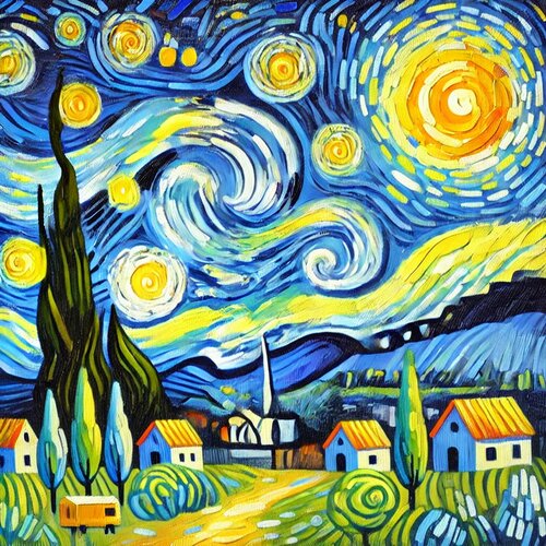 Stadt im Mondschein van Steven Elijah Neuhaus, Schilderij te koop op Singulart
