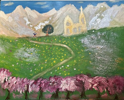 Der kleine Traumfänger und die Alpen Natur de Steven Elijah Neuhaus, Pintura a la venta en Singulart