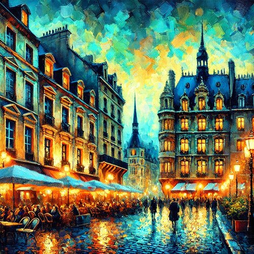 Paris Abend Digital Paint physisch Acyl Steven Elijah Neuhaus