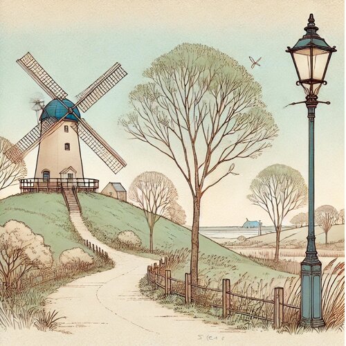 Windmühlen nord france von Steven Elijah Neuhaus, Malerei kaufen auf Singulart