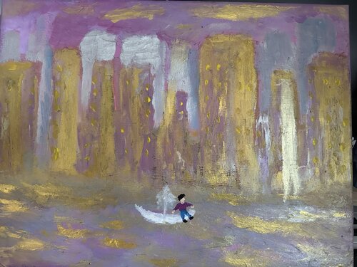 Der Traumfänger und die goldene Stadt di Steven Elijah Neuhaus, Pittura in vendita su Singulart