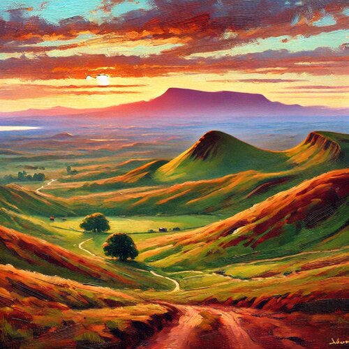 Die Berge der Fantasie digital paint AI picture di Steven Elijah Neuhaus, Pittura in vendita su Singulart